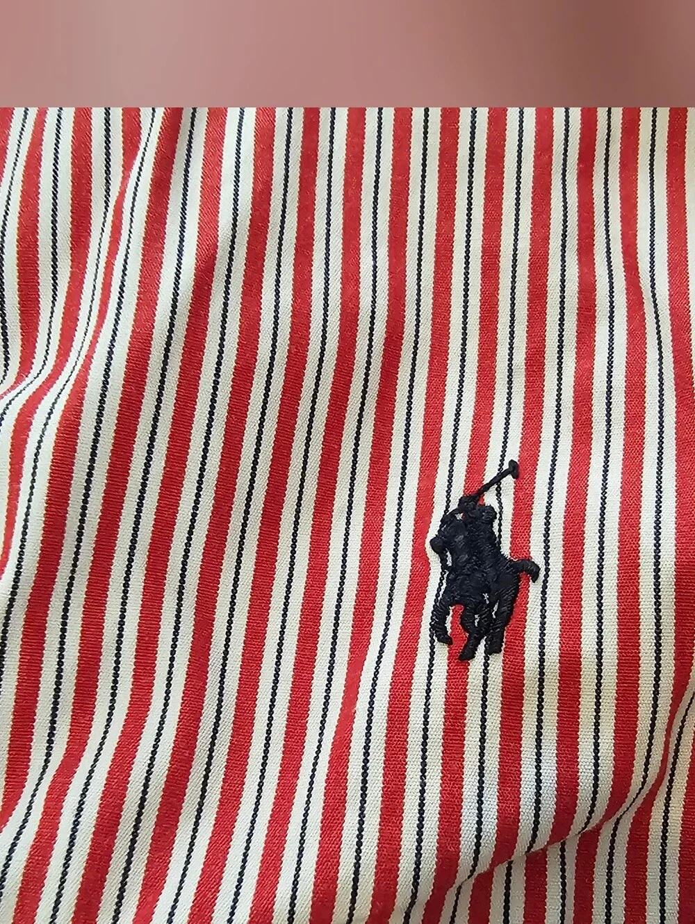 Ralph Lauren Boys Long Sleeve Cotton Red & Black Striped Dress Shirt Size 7